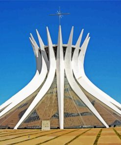 Brasilia Cathedral By Niemeyer paint by number