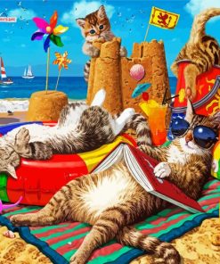 Cats On Beach Art paint by numbers