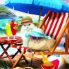 Cats With Hats On Beach paint by numbers