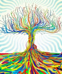 Colorful Abstract Trees paint by numbers