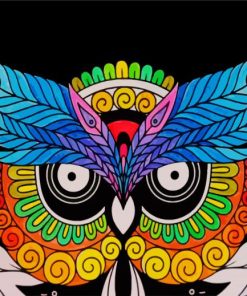 Colorful Mandala Night Bird paint by numbers