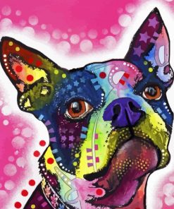 Colorful Boston Terrier paint by number