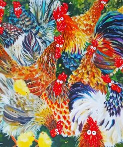Cute Colorful Chikens Art paint by numbers
