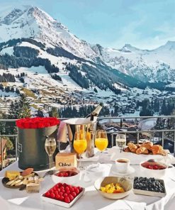 Cool Breakfast By The Swiss Mountains paint by number