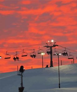 Cool Ski Resorts In Wisconsin Sunset paint by numbers