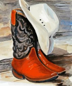 Cowboy Boots And Hat Art paint by numbers