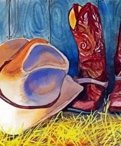 Cowboy Boots And Hat paint by numbers