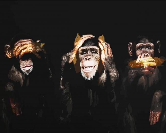 Cute Three Monkeys paint by number