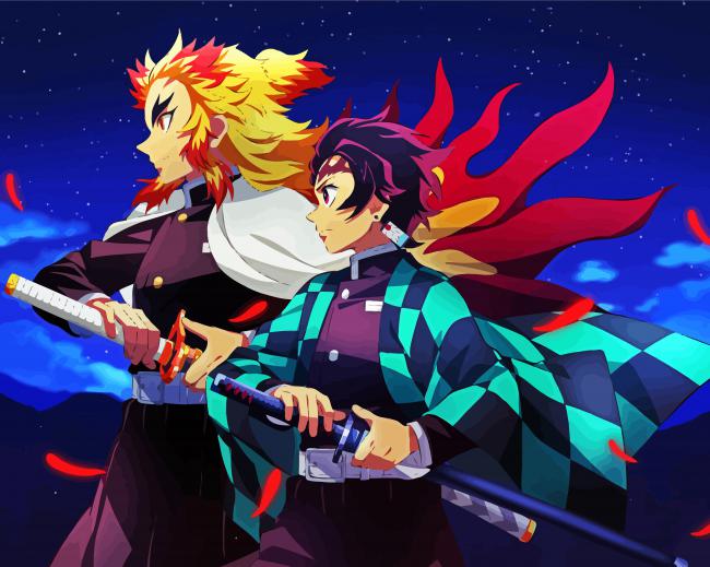 Damon Slayer Tanjiro Kamado And Kyojuro paint by number