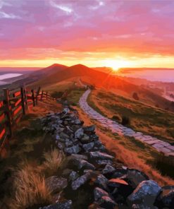 Derbyshire Uk Mam Tor Sunrise paint by number