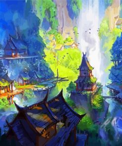 Fantasy Village paint by numbers