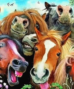 Funny Horses Animals paint by numbers