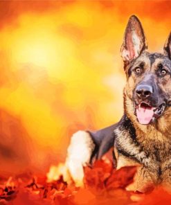 German Shepherd Autumn Background paint by numbers