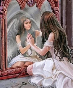 Girl In Front Of Mirror By Anne Stokes paint by number