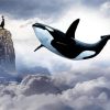Girl And Black And White Whales paint by numbers