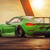 Green Porsche Cayman Car paint by number