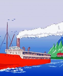 Illustration Steamship paint by number