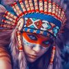 Lady With Indian Head Dress paint by numbers