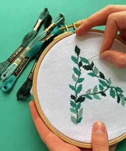 Leafy Letter Cross Stitch paint by number