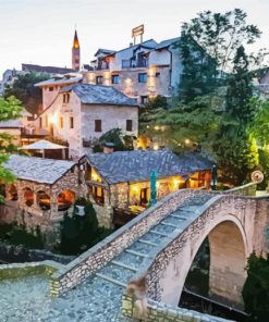 Mostar Medieval Town paint by numbers