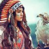 Native Lady With Indian Head Dress paint by numbers