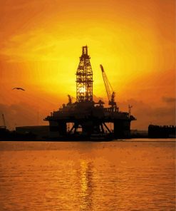 Oil Rigs At Sunset paint by number