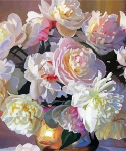 Pink And White Peony Flowers paint by numbers