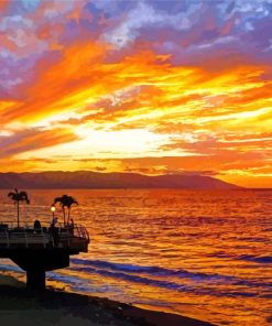 Puerto Vallarta Beach At Sunset paint by number