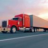 Red Semi Truck On Road Paint by numbers