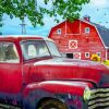 Red Barn And Truck Sunflowers paint by numbers