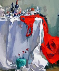 Red Dress On Table paint by number