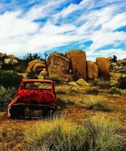 Rusty Red Truck In Pioneertown paint by numbers