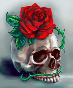 Skulls And Roses Flower Art paint by numbers