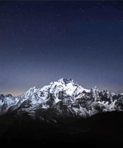 Snowy Mountains And Sky Night paint by number