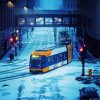 Snowy Night Trolley paint by numbers