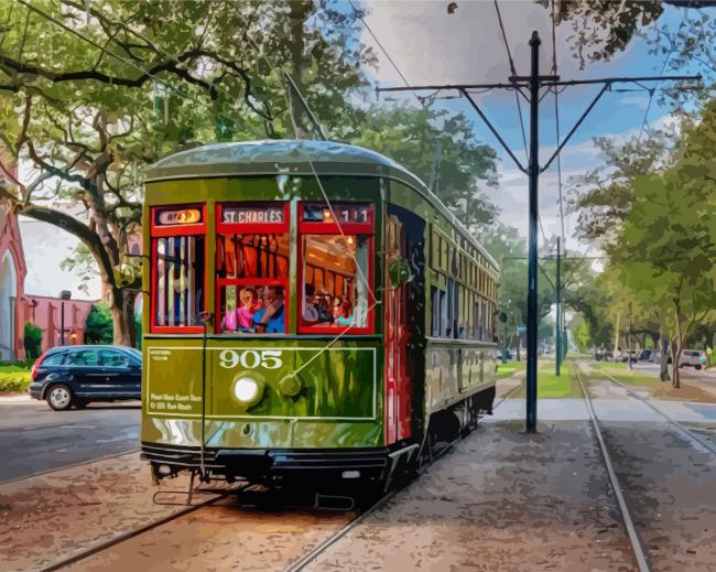 St Charles Street Car Engines paint by numbers