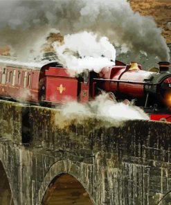 Steam Train On Viaduct paint by number