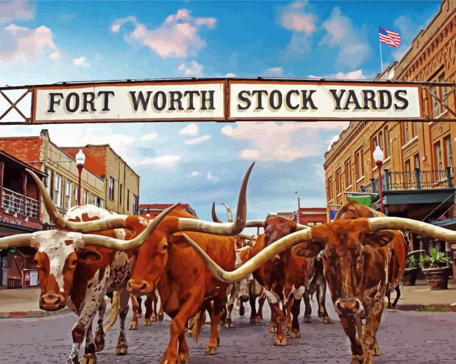 Stockyards In Fort Worth paint by numbers