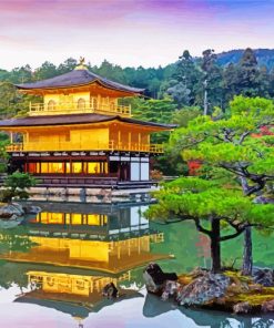 The Golden Pavilion Kinkakuji Temple In Kyoto Japan paint by number