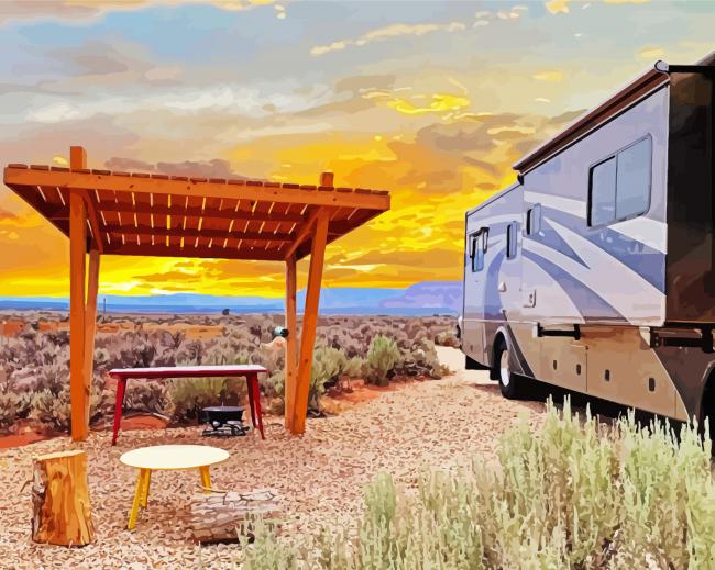 Travel Trailer Illustration paint by number