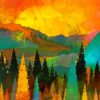 Trees At Sunrise Art paint by numbers