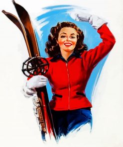 Vintage Ski Girl paint by number