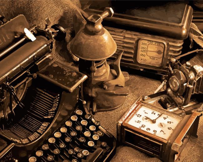 Vintage Typewriter paint by numbers