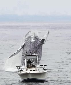 Whale Next To Little Fishing Boat paint by number