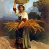 Woman Carrying Basket Art paint by numbers