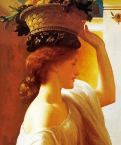 Woman Carrying Basket Of Fruits paint by numbers