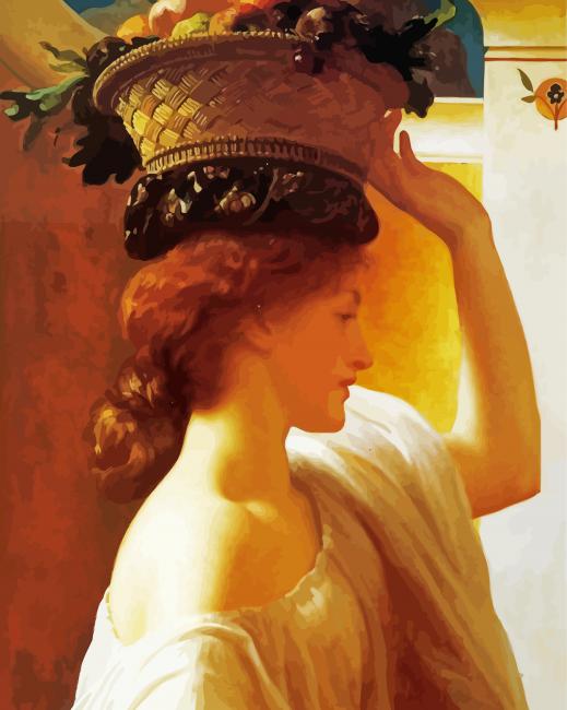 Woman Carrying Basket Of Fruits paint by numbers