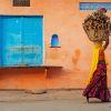Woman Carrying Basket Of Wood paint by numbers