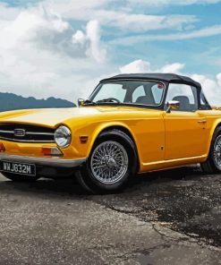 Yellow Triumph Tr6 paint by numbers