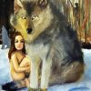 Aesthetic Little Girl And Her Wolf paint by number